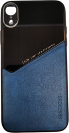 K-and-T Чохол бампер GENEROUS зі скла та штучної шкіри для Apple iPhone Xr Blue