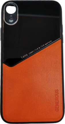 K-and-T Чохол бампер GENEROUS зі скла та штучної шкіри для Apple iPhone Xr Orange - зображення 1