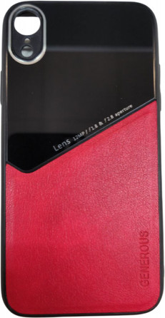 K-and-T Чохол бампер GENEROUS зі скла та штучної шкіри для Apple iPhone Xr Red - зображення 1