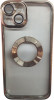 K-and-T Прозорий чохол з логотипом та отвором, скляний захисний чохол для камери для iPhone 15 Gold - зображення 1