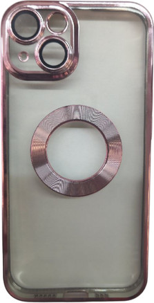 K-and-T Прозорий чохол з логотипом та отвором, скляний захисний чохол для камери для iPhone 15 Pink - зображення 1
