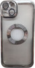 K-and-T Прозорий чохол з логотипом та отвором, скляний захисний чохол для камери для iPhone 15 Silver - зображення 1