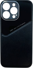   K-and-T Чохол бампер GENEROUS зі скла та штучної шкіри для Apple iPhone 15 Black