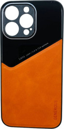   K-and-T Чохол бампер GENEROUS зі скла та штучної шкіри для Apple iPhone 15 Orange