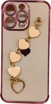 K-and-T М’який чохол з ланцюжком із закоханим серцем для Apple iPhone 15 Plus Pink - зображення 1