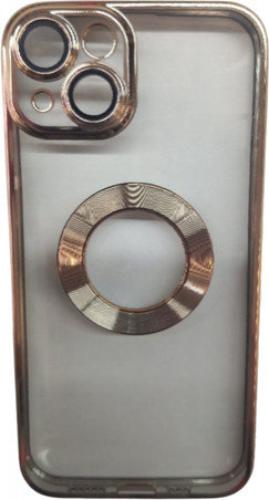 K-and-T Прозорий чохол з логотипом та отвором, скляний захисний чохол для камери для iPhone 15 Plus Gold - зображення 1