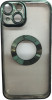 K-and-T Прозорий чохол з логотипом та отвором, скляний захисний чохол для камери для iPhone 15 Plus Green - зображення 1