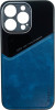 K-and-T Чохол бампер GENEROUS зі скла та штучної шкіри для Apple iPhone 15 Plus Blue - зображення 1