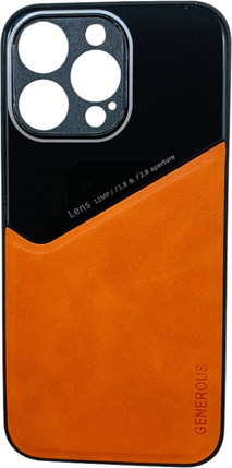 K-and-T Чохол бампер GENEROUS зі скла та штучної шкіри для Apple iPhone 15 Plus Orange - зображення 1