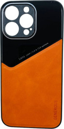 K-and-T Чохол бампер GENEROUS зі скла та штучної шкіри для Apple iPhone 15 Plus Orange