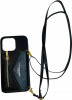 K-and-T Шкіряний чохол для телефону з тримачем для карт та ремінцем для Apple iPhone 15 Plus Black - зображення 1