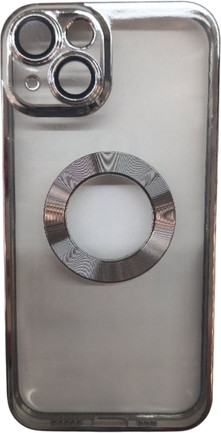 K-and-T Прозорий чохол з логотипом та отвором, скляний захисний чохол для камери для iPhone 15 Pro Silver - зображення 1