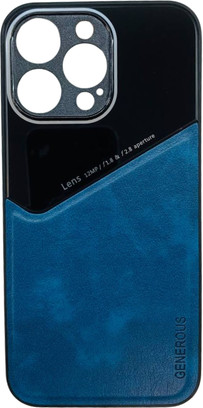 K-and-T Чохол бампер GENEROUS зі скла та штучної шкіри для Apple iPhone 15 Pro Blue - зображення 1