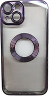 K-and-T Прозорий чохол з логотипом та отвором, скляний чохол для камери для iPhone 15 Pro Max Blue
