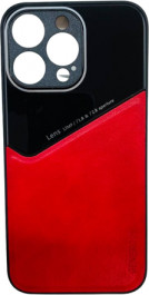 K-and-T Чохол бампер GENEROUS зі скла та штучної шкіри для Apple iPhone 15 Pro Max Red
