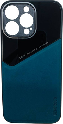 K-and-T Чохол бампер GENEROUS зі скла та штучної шкіри для Apple iPhone 14 Pro Max Turquoise - зображення 1