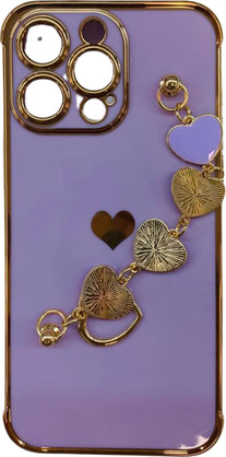 K-and-T М’який чохол з ланцюжком із закоханим серцем для Apple iPhone 14 Pro Purple - зображення 1