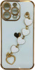 K-and-T М’який чохол з ланцюжком із закоханим серцем для Apple iPhone 14 White - зображення 1