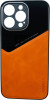 K-and-T Чохол бампер GENEROUS зі скла та штучної шкіри для Apple iPhone 14 Orange - зображення 1