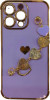 K-and-T М’який чохол з ланцюжком із закоханим серцем для Apple iPhone 13 Pro Max Purple - зображення 1