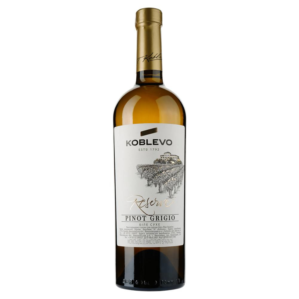 Коблево Вино  Reserve Піно Гріджіо біле сухе, 14%, 750 мл (4820004928157) - зображення 1