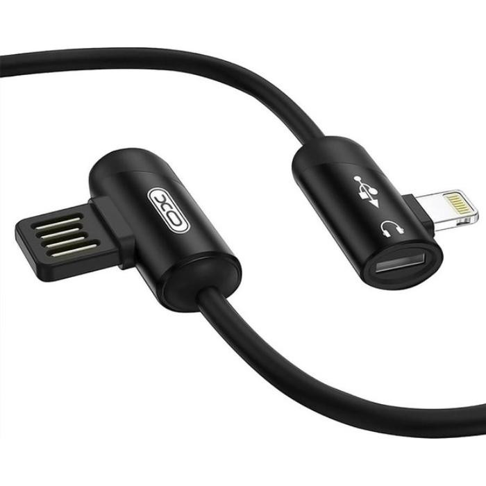 XO USB to Lightning/Lightning Audio Black (XO-NB38) - зображення 1