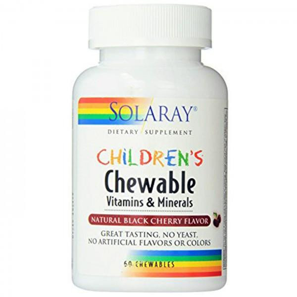 Solaray Мультивитамины для детей, Children's Vitamins and Minerals, , вкус вишни, 60 жевательных таблеток (S - зображення 1