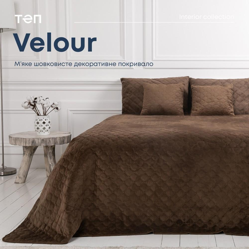 ТЕП Покривало  Velour (Велюр) 240х260 Коричневе Ромб круглий (4-00518-22406) - зображення 1