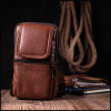 Vintage Світло-коричнева маленька чоловіча сумка з фактурної шкіри на пояс або на плече  2422565 - зображення 6