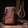 Vintage Світло-коричнева маленька чоловіча сумка з фактурної шкіри на пояс або на плече  2422565 - зображення 7