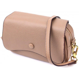 Vintage Бежева жіноча сумка-кроссбоді з натуральної шкіри з клапаном на магнітній кнопці  2422432