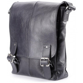 SHVIGEL Чоловіча шкіряна сумка чорного кольору з довгим плечовим ремінцем  2400919