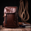 Vintage Недорога чоловіча шкіряна сумка коричневого кольору на пояс або на плече  2422564 - зображення 6