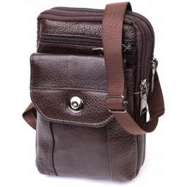 Vintage Компактна чоловіча сумка з натуральної шкіри коричневого кольору на пояс або на плече  2422141