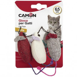 Camon Іграшка для котів  кольорові джгутові мишки, 6,5 см, 3 шт. (8019808171210)