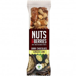 Nuts & Berries Батончик  горіховий з імбиром, лаймом та чорним шоколадом органічний 40 г (5425036870871)