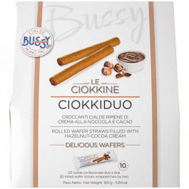Bussy Вафельні трубочки  CiokkiDuo Le Ciokkine з какао-горіховим кремом 160 г (8012819908011)