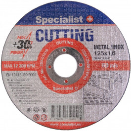 Specialist+ Диск абразивный отрезной по металлу/нержавеющей стали Specialist+ CUTTING 125x1,6x22