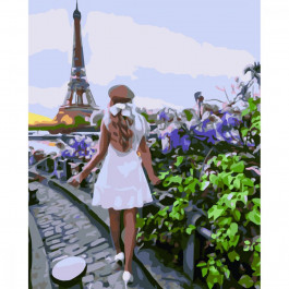 STRATEG Картина за номерами ПРЕМІУМ Прогулянка Парижем з лаком розміром 30х40 см SS-6561