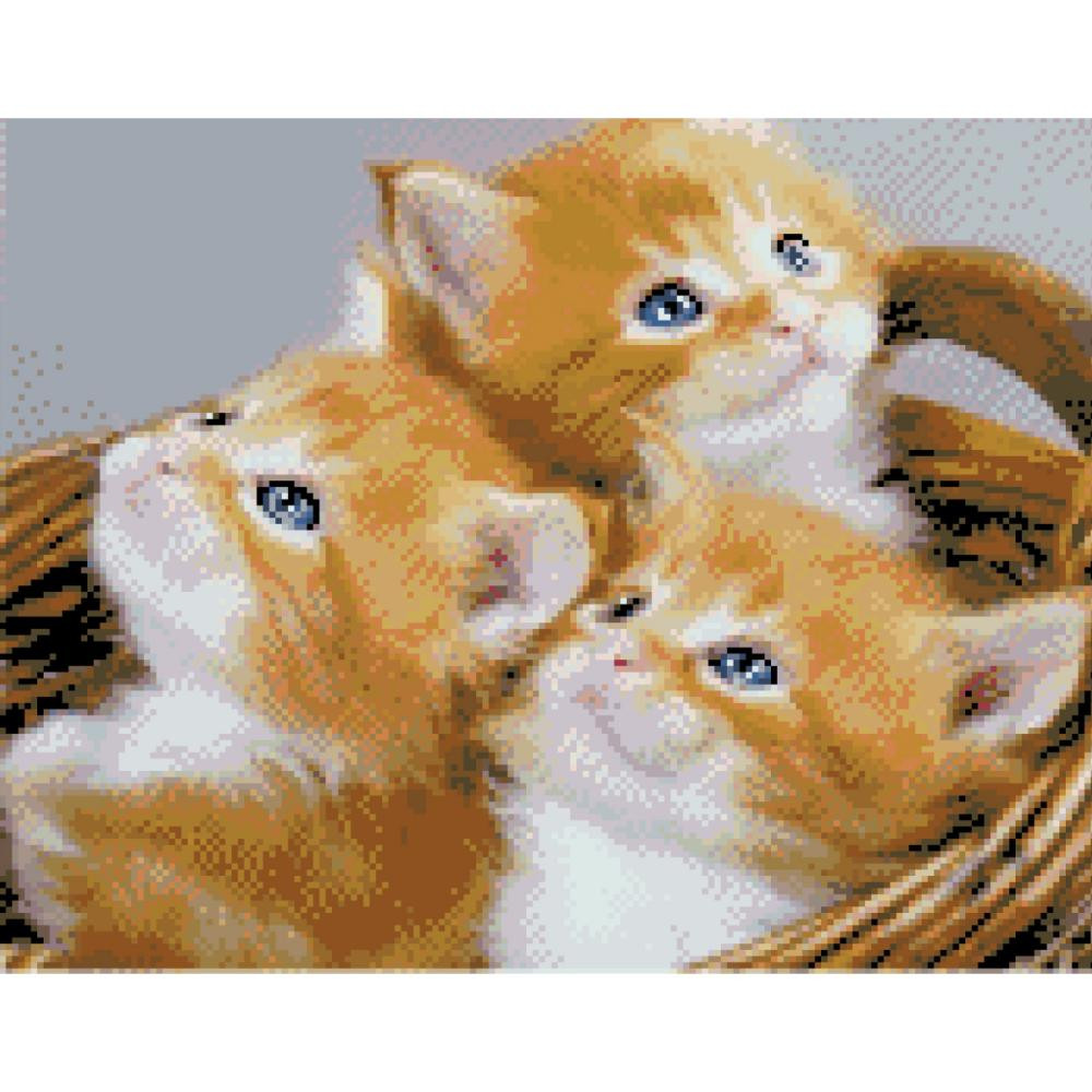 STRATEG Алмазна картина ПРЕМІУМ Кошик з кошенятами розміром 40х50 см FA40847 - зображення 1