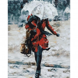 STRATEG Дівчина в червоному під зонтом 40х50 см GS005
