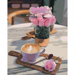 STRATEG Картина по номерам  Розы с кофе 40x50 см SY6518