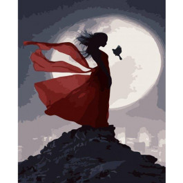 STRATEG Картина по номерам  Красное платье на фоне луны VA-3178