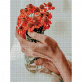 STRATEG Алмазна мозаїка Квіти в руках 30х40 см HX120