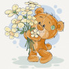Art&Craft Картина по номерам.  Медвежонок с цветами 30х30 см 15529-AC - зображення 1