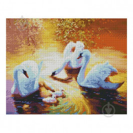 STRATEG Алмазная мозаика  «Лебеди на закате в пруду», 40х50 см FA20142