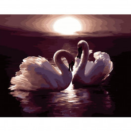 STRATEG Картина по номерам  Влюбленные лебеди, 40х50 см