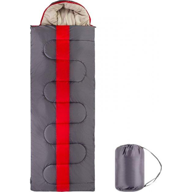 Champion Спальний мішок ковдра з капюшоном / сірий з червоною смужкою (CHM00463-R) - зображення 1