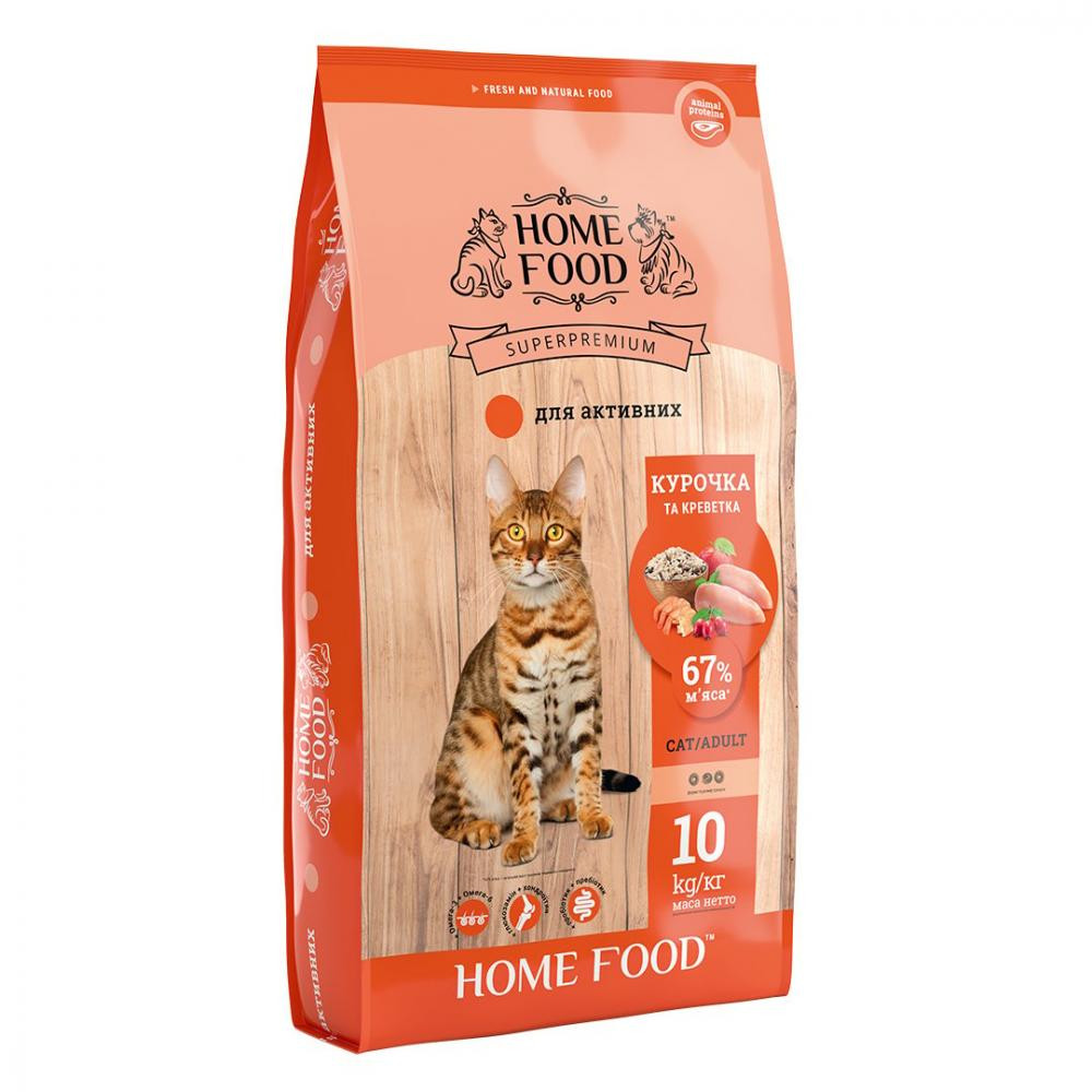 Home Food Корм для взрослых котов Курочка-креветка 10 кг - зображення 1