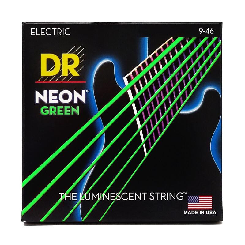 DR NGE-9/46 Hi-Def Neon Green K3 Coated Light Heavy Electric Guitar Strings 9/46 - зображення 1